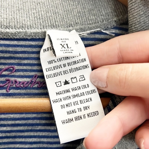 Robert Graham Gray Quarter Zip Men's Long Sleeve Striped Bottom Shirt - Picture 7 of 10